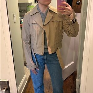 Tory Burch Tan Short Trench Coat Cotton Jacket